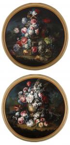 Michele Antonio Rapos (Torino 1733-1819), Coppia di dipinti raffiguranti Natura morta con trionfo di fiori e frutta, olio su tela